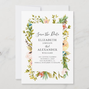 Hochzeitseinladung mit Sommerblumen. Frühlingsflor Save The Date