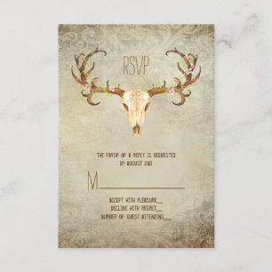 Hochzeitseinladung mit südwestlichem Geweih-Motiv RSVP Karte