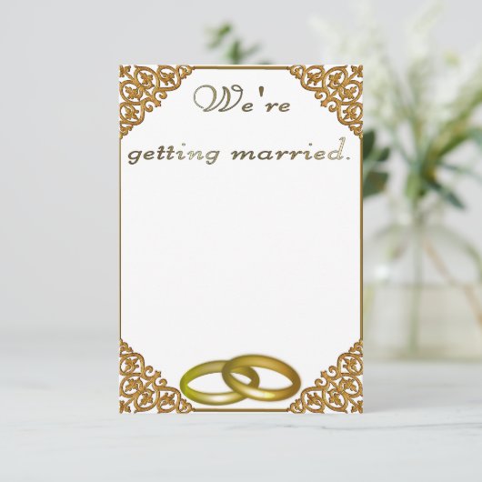 Hochzeitseinladung mit vergoldetem Rahmen Einladung (Stehend Vorderseite)