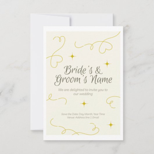 Hochzeitseinladung mit viel Platz zum Schreiben, f Einladung (Vorderseite)