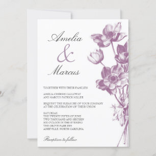 Hochzeitseinladung mit Vintage-Blumen / Weiß Einladung