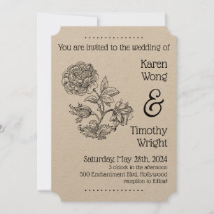 Hochzeitseinladung mit Vintage-Blumenrose Einladung