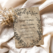 Hochzeitseinladung mit vintage botanischem Kranz