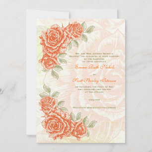 Hochzeitseinladung mit vintage Orangenrosen Einladung