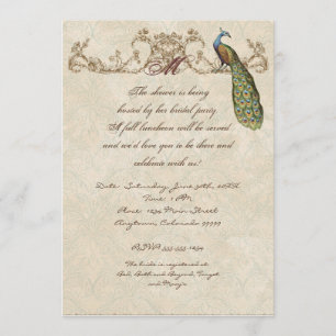 Hochzeitseinladung mit Vintage-Pfau und Ätzungen Einladung
