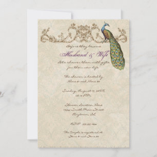 Hochzeitseinladung mit Vintage-Pfau und Ätzungen Einladung
