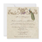 Hochzeitseinladung mit Vintage-Pfau und Ätzungen