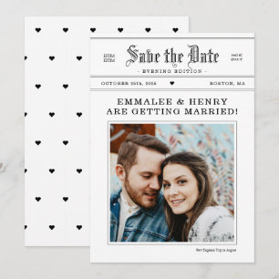 Hochzeitseinladung mit Vintage-Zeitungsfoto Save t Einladung