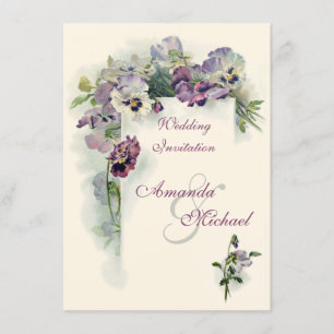 Hochzeitseinladung mit violetten Stiefmütterchen Einladung