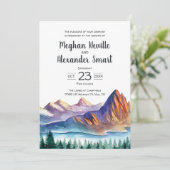 Hochzeitseinladung mit Wasser und Kiefern Einladung (Stehend Vorderseite)