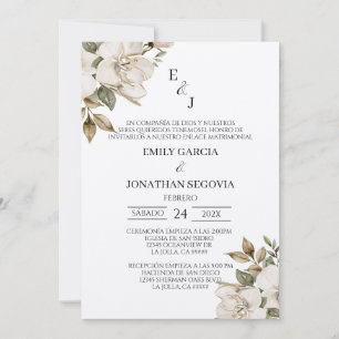 Hochzeitseinladung mit weißen Blumen  Einladung