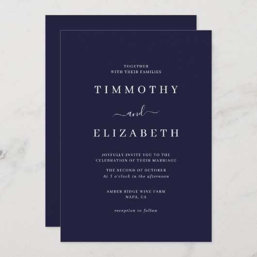 Hochzeitseinladung Moderne Hochzeit der Marine Einladung (Vorne/Hinten)
