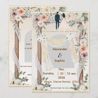 Hochzeitseinladung | Modernes bearbeitbares Templa Einladung