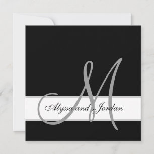 Hochzeitseinladung Monogramm Namen Schwarz und Wei Einladung