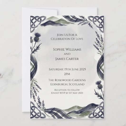 Hochzeitseinladung Moody Thistle Einladung (Vorderseite)