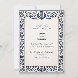 Hochzeitseinladung Navy Celtic Thistle Einladung
