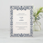 Hochzeitseinladung Navy Celtic Thistle Einladung (Stehend Vorderseite)