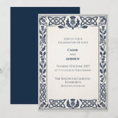 Hochzeitseinladung Navy Celtic Thistle Einladung (Vorne/Hinten)