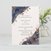 Hochzeitseinladung Navy Copper Botanical Einladung (Stehend Vorderseite)