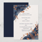 Hochzeitseinladung Navy Copper Botanical Einladung (Vorne/Hinten)
