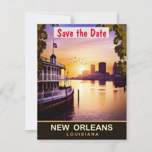 Hochzeitseinladung New Orleans Louisiana am Fluss Save The Date