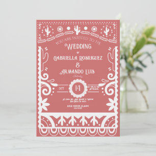 Hochzeitseinladung Papel Picado Korallenrosa & Wei Einladung