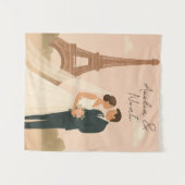 Hochzeitseinladung Paris | Eleganter Eiffelturm Wandteppich (Vorderseite (Horizontal))