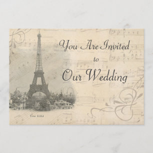 Hochzeitseinladung Paris Vintage Musik Einladung
