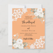 Hochzeitseinladung Peach white lace (Vorderseite)