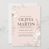 Hochzeitseinladung Peony Rose Gold-Prägung Einladung (Vorderseite)