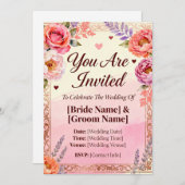 Hochzeitseinladung Romantische Blumen | Ele Einladung (Vorne/Hinten)