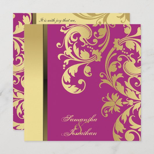 Hochzeitseinladung Rosa Goldschimmer Wirbel Einladung (Vorne/Hinten)