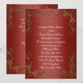 Hochzeitseinladung Rot und Gold Einladung (Vorne/Hinten)
