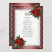 Hochzeitseinladung rote Rosen Einladung (Vorne/Hinten)