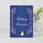 Hochzeitseinladung Royal Blue Bride Groom Einladung (Stehend Vorderseite)