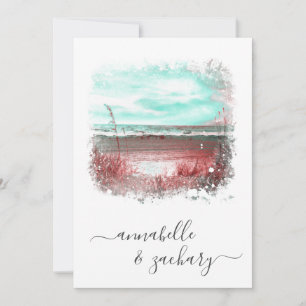 *~* HOCHZEITSEINLADUNG + RSVP - Strand QR AR7 Einladung
