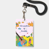 Hochzeitseinladung Rustikales Festival Hippie Fun Ausweis (Front with Lanyard)