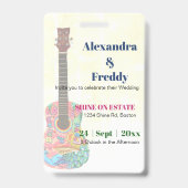 Hochzeitseinladung Rustikales Festival Hippie Fun Ausweis (Back)