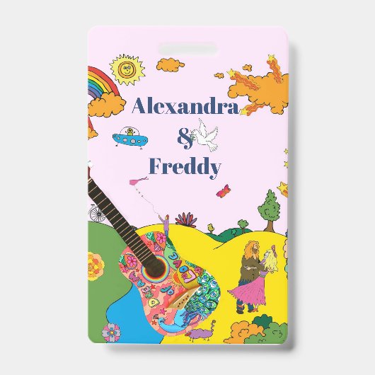 Hochzeitseinladung Rustikales Festival Hippie Fun Ausweis (Front)