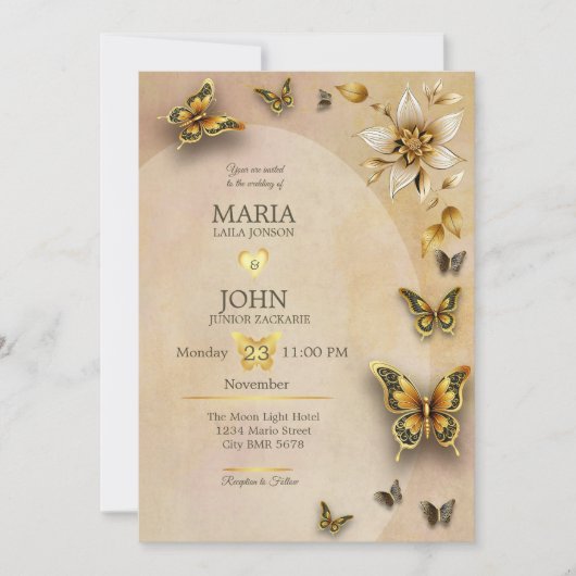 Hochzeitseinladung Schmetterlinge Original Einladung (Vorderseite)
