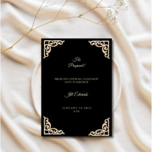 Hochzeitseinladung Schwarz Gold  Karte