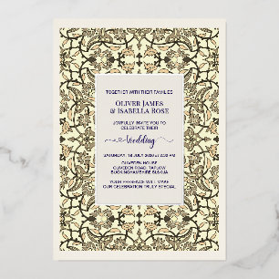 Hochzeitseinladung Sepia Floral Arabesque - Folie Folieneinladung