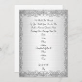 Hochzeitseinladung Silvery White Satin Hintergrund Einladung (Vorne/Hinten)