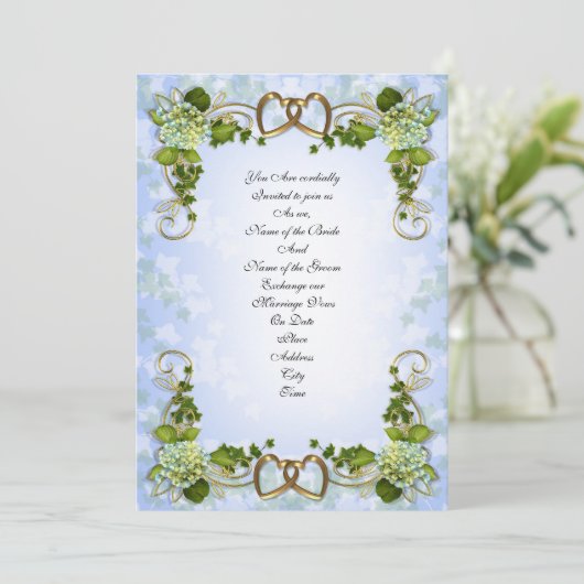 Hochzeitseinladung Spring Hydrangeas Einladung (Stehend Vorderseite)