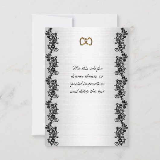 Hochzeitseinladung UAWG Satin-look schwarz appliqu Einladung (Rückseite)