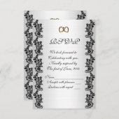 Hochzeitseinladung UAWG Satin-look schwarz appliqu Einladung (Vorne/Hinten)