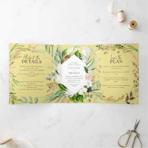 Hochzeitseinladung und Einzelheiten zu Foliage und Dreifach Gefaltete Einladung