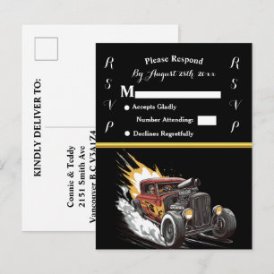Hochzeitseinladung und Hot Rod Einladungspostkarte