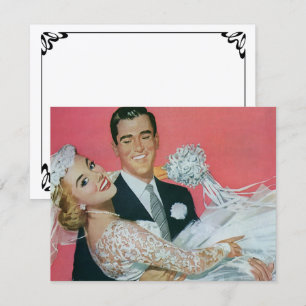 Hochzeitseinladung - Vintage Neuvermählte, Bräutig Einladung