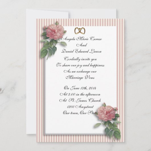 Hochzeitseinladung Vintage Rose Shabby Chic Einladung (Vorderseite)